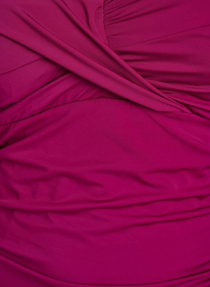 Badedrakt med bøyle og rynket effekt, Lilla, Packshot image number 2