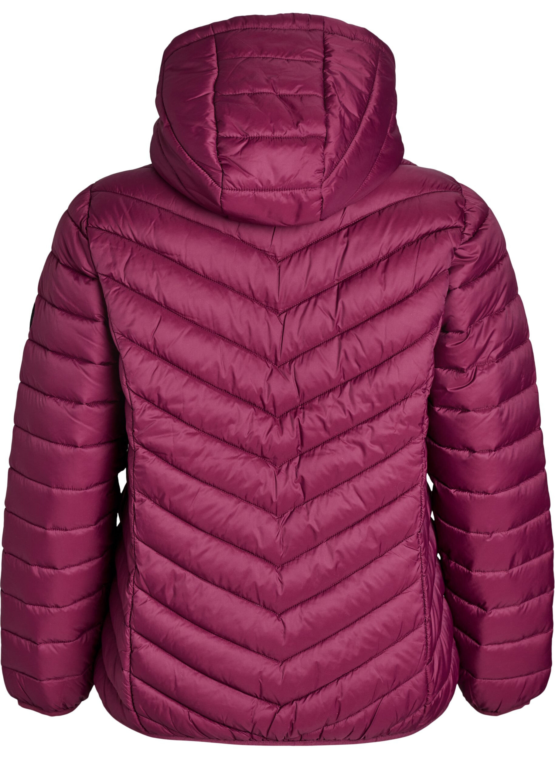 ZizziLett jakke med hette, M&oslash;rk Bordeaux, Packshot image number 1