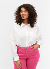 Skjorte i bomullsblanding, Bright White, Model