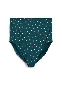 Høy midje bikinibukser med polka prikker, Grønn Høy midje bikinibukser med polka prikker
