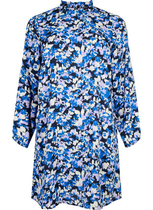 FLASH – Langermet kjole med trykk, Blue Purple Flower, Packshot image number 0