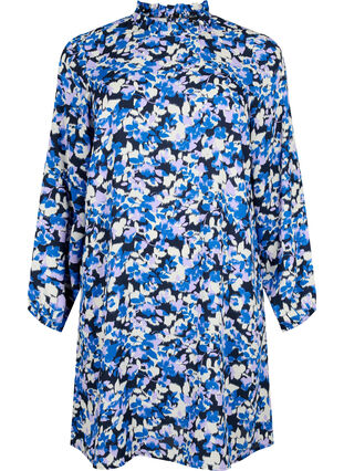 Zizzi FLASH – Langermet kjole med trykk, Blue Purple Flower, Packshot image number 0