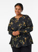 Langermet bluse med blomstertrykk, Svart, Model image number 0