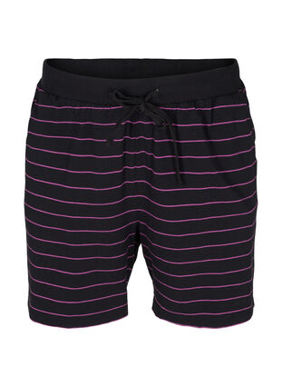 Løse bomullsshorts med striper, Black w. Purple, Packshot image number 0