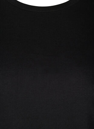 Ensfarget bluse med 3/4-ermer, Black, Packshot image number 2