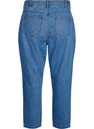 Mille mom fit-jeans med colorblock og høy midje, Light Blue Denim, Packshot image number 1