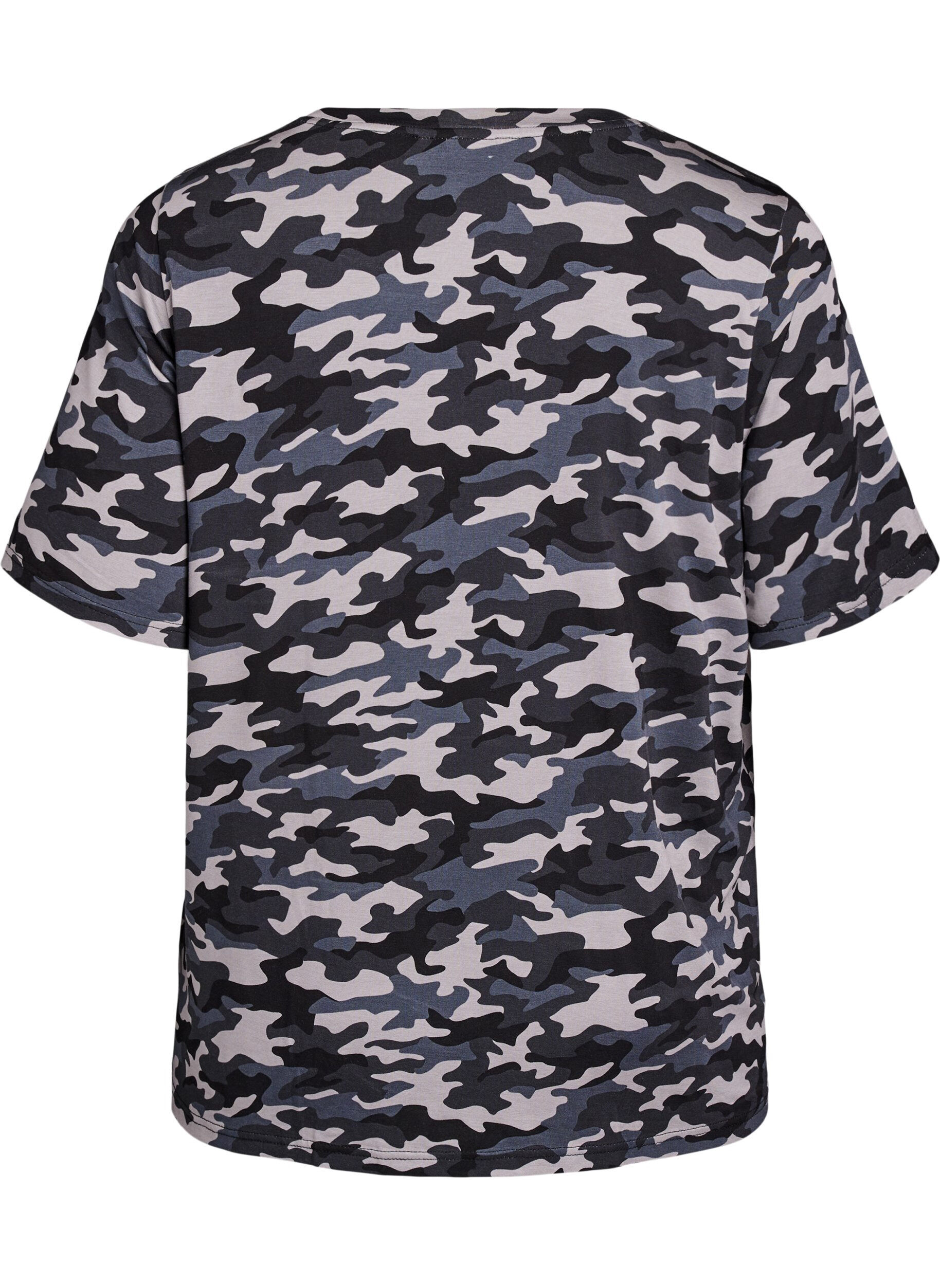 ZizziT-skjorte med TENCEL&trade; Lyocell og kamuflasjetrykk, Gr&aring;, Packshot image number 1