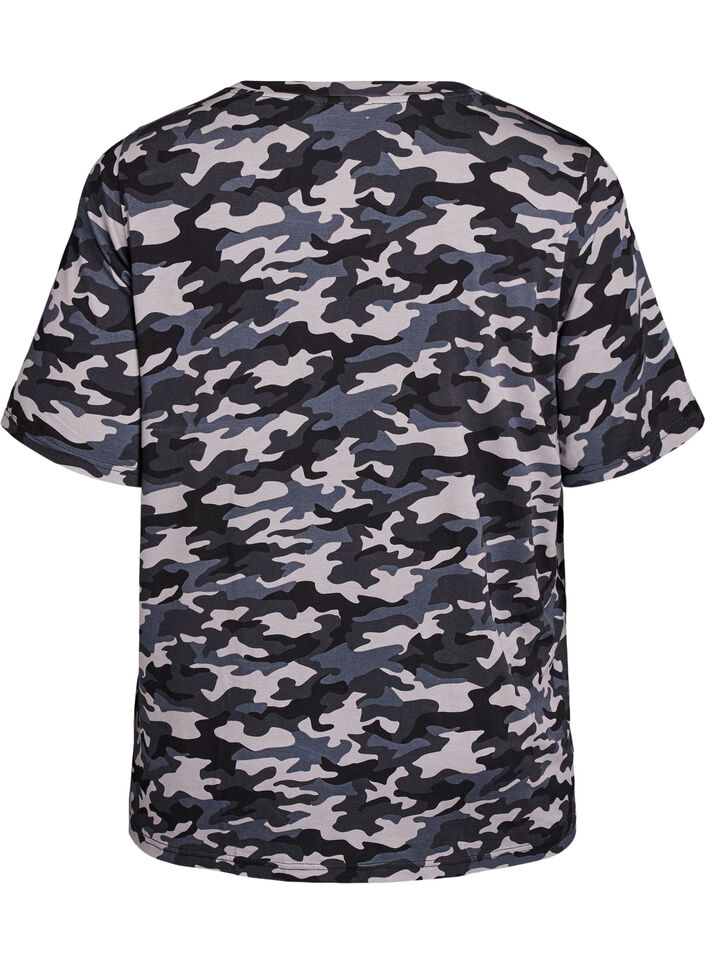 T-skjorte med TENCEL&trade; Lyocell og kamuflasjetrykk, Gr&aring;, Packshot image number 1