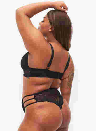 Brazilian truse med blonder, Black, Model image number 2
