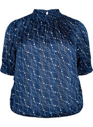 Kortermet smokk bluse med trykk, Dress Bl. Swirl AOP