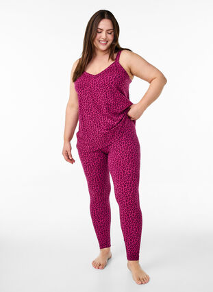 Zizzi Nattopp med stropper og V-hals, Rosa, Model image number 1