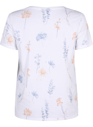 T-skjorte i økologisk bomull med blomstertrykk, Bright W. AOP Flower, Packshot image number 1
