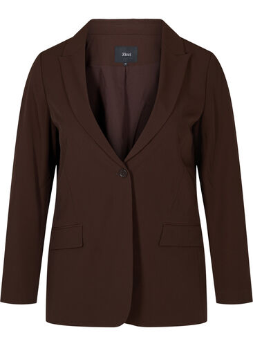Klassisk blazer med lommer, Coffee Bean, Packshot image number 0