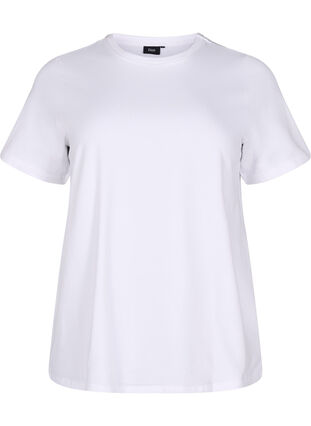Zizzi T-skjorte i økologisk bomull med rund hals, Bright White, Packshot image number 0