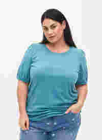 T-skjorte i bomull med 2/4-ermer, Brittany Blue, Model