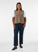 Teddy gilet med knapper og lommer, Brun, Model image number 1