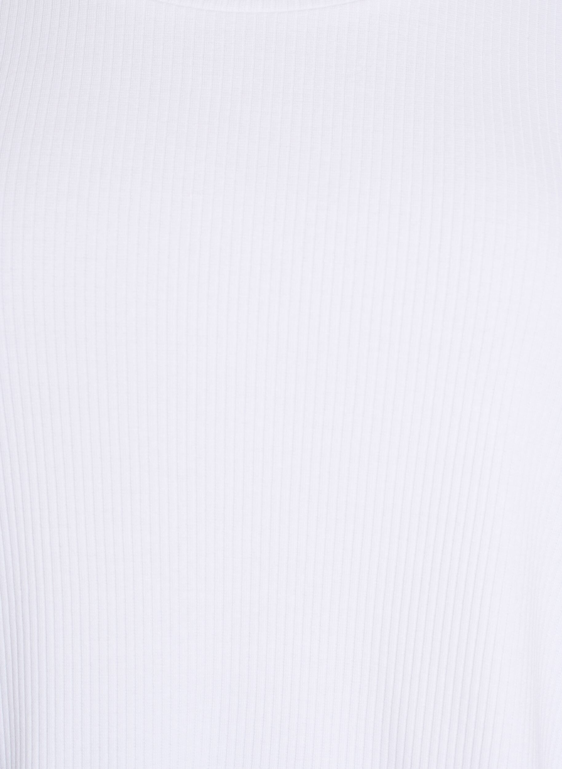 ZizziRibbestrikket jerseybluse med korte ermer, Hvit, Packshot image number 2