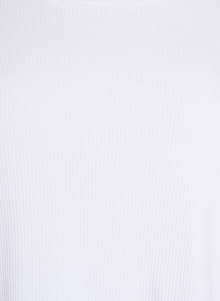 Ribbestrikket jerseybluse med korte ermer, Hvit, Packshot image number 2