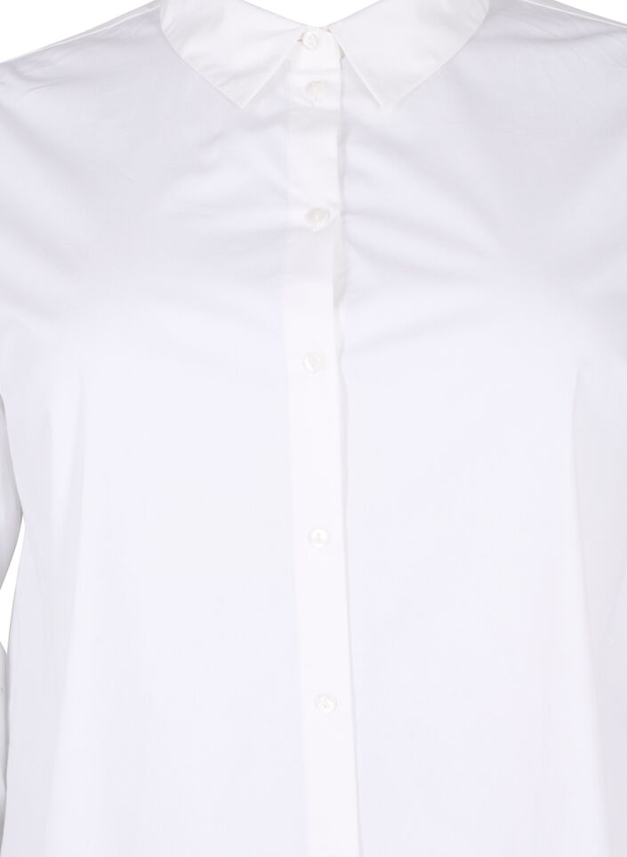 Lang bomullskjorte, Bright White, Packshot image number 2