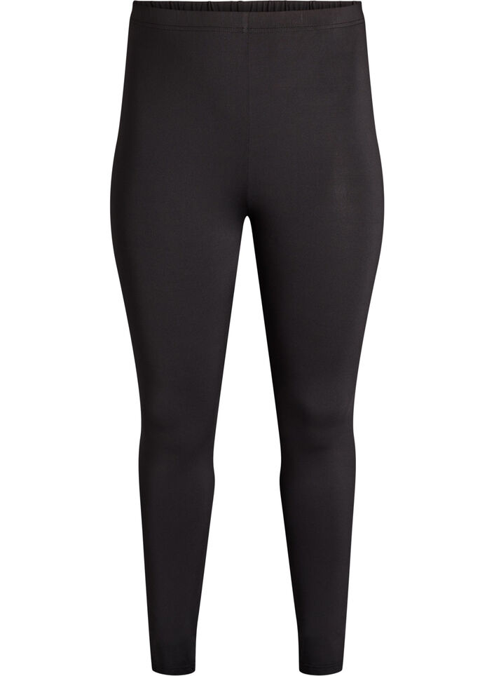 2-pack lange leggings med regular midje, Svart, Packshot image number 3