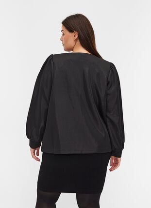 Kort jakke med glitter og glidelås, Black, Model image number 1