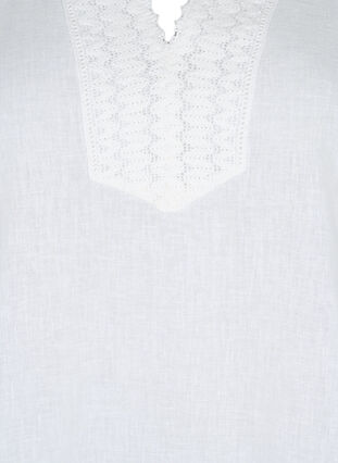 Bluse av bomull med heklede detaljer, White, Packshot image number 2