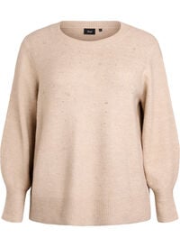 Strikkebluse med rhinesteiner, Beige Strikkebluse med rhinesteiner