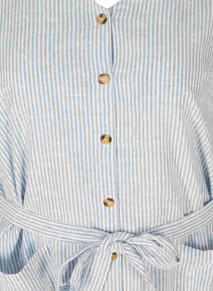 Stripete skjortekjole i bomull med lommer, Country Blue Stripe, Packshot image number 2
