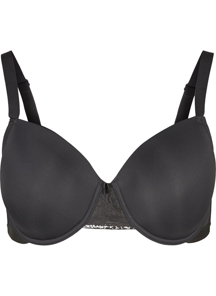 Formstøpt BH med netting, Svart, Packshot image number 0