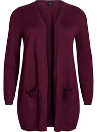 Lang, strikket cardigan i en viskoseblanding, Rød