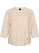 Strikkebluse med sm&aring; broderte motiver, Beige, Packshot image number 0