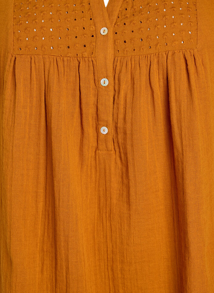 Bomulds muslin-tunika med broderie anglaise, Orange, Packshot image number 2