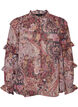 Bluse med paisley-trykk og volangdetaljer, Lilla, Packshot image number 0