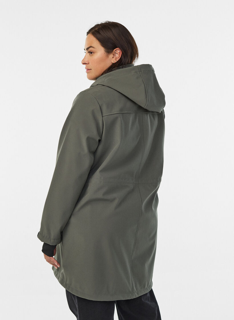 Softshell-jakke med avtagbar hette, Gr&aring;, Model image number 2