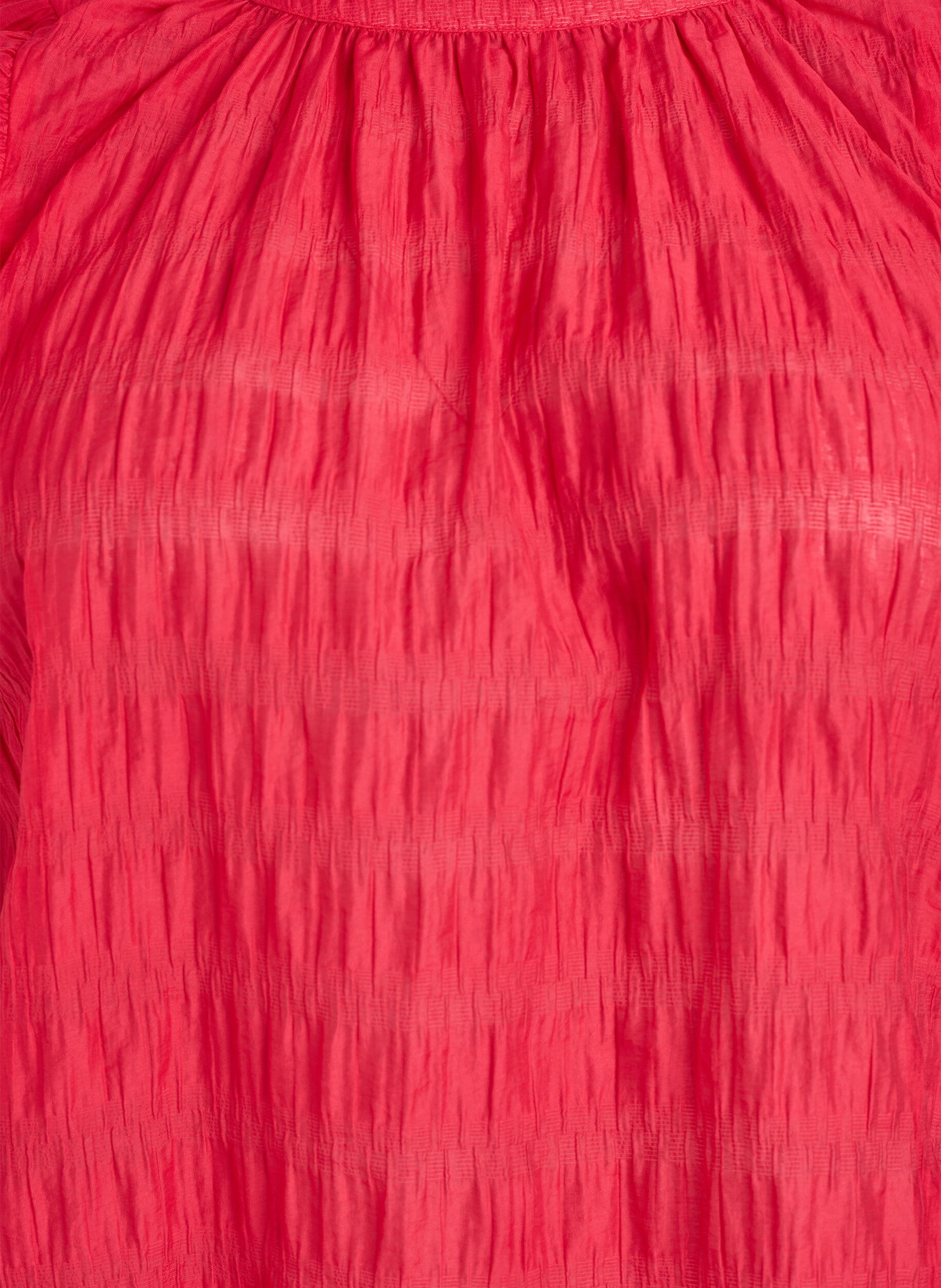 ZizziErmel&oslash;s bluse med tekstur og volanger, R&oslash;d, Packshot image number 2
