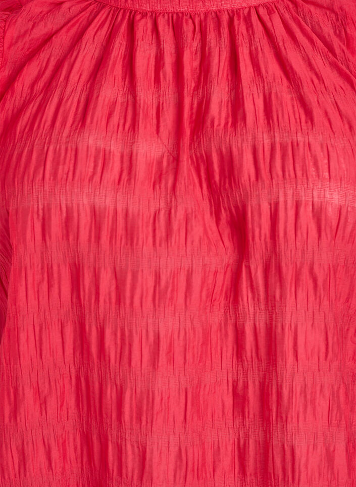 Ermel&oslash;s bluse med tekstur og volanger, R&oslash;d, Packshot image number 2
