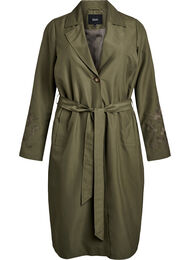 Lang trenchcoat med broderi, Ivy Green