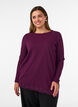 Jerseybluse med asymmetrisk blondedetalj, Lilla, Model image number 0