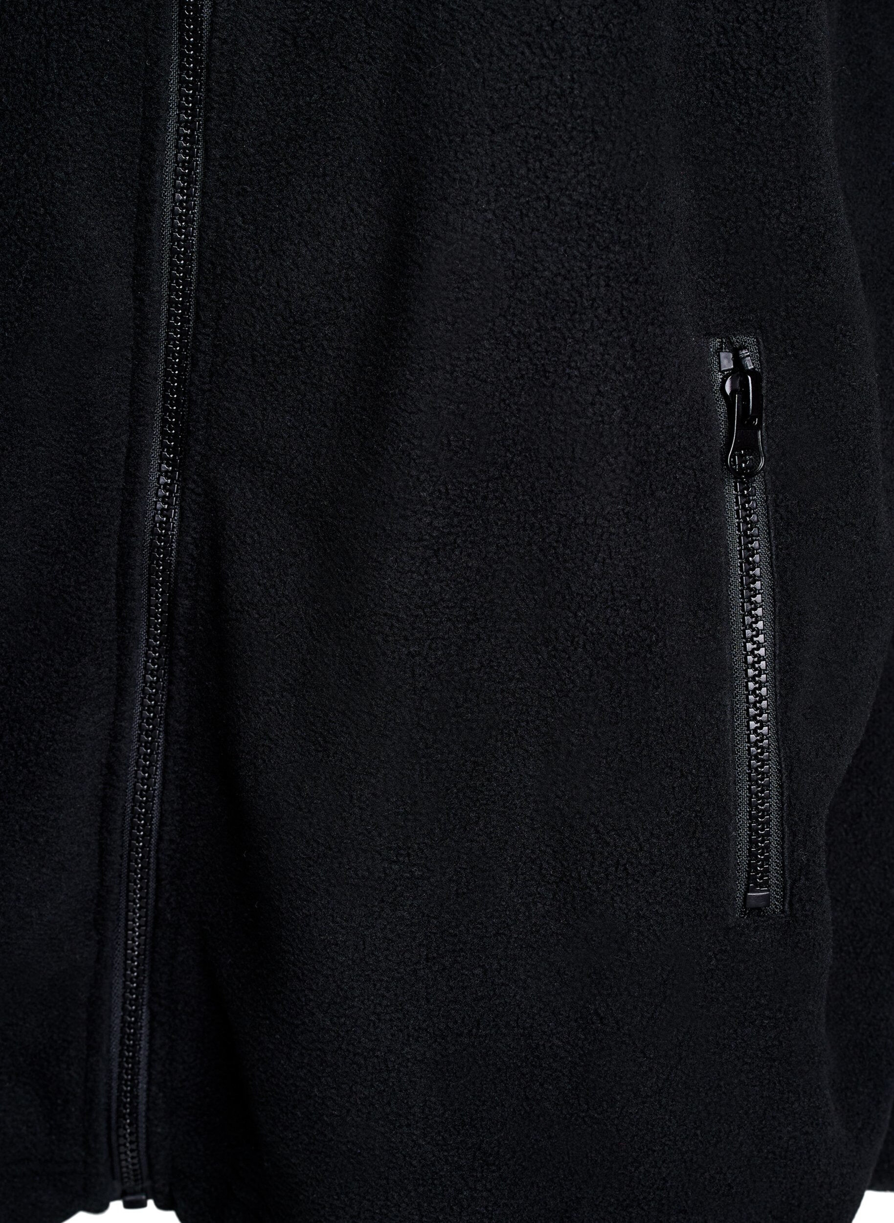 ZizziFleecejakke med lommer, Svart, Packshot image number 3
