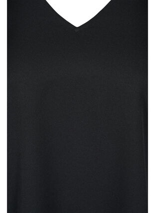 Kortermet bluse med V-hals, Black, Packshot image number 2