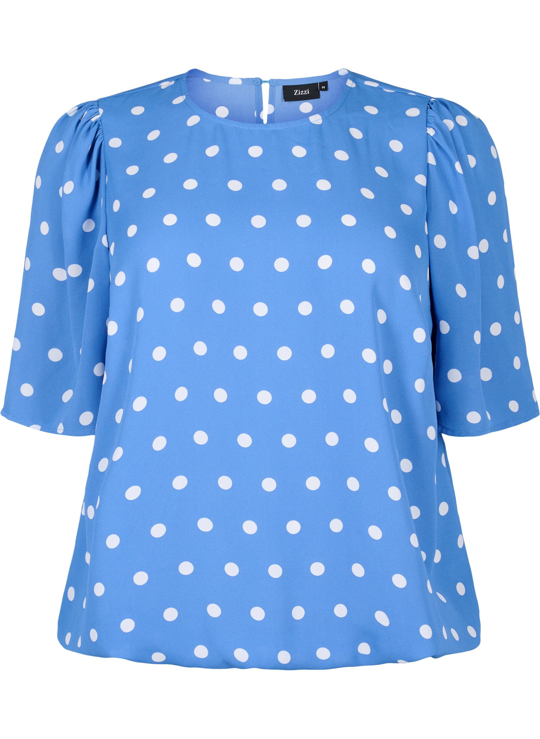 Zizzi Prikkete bluse med korte ermer, River S. White Dot, Packshot image number 0
