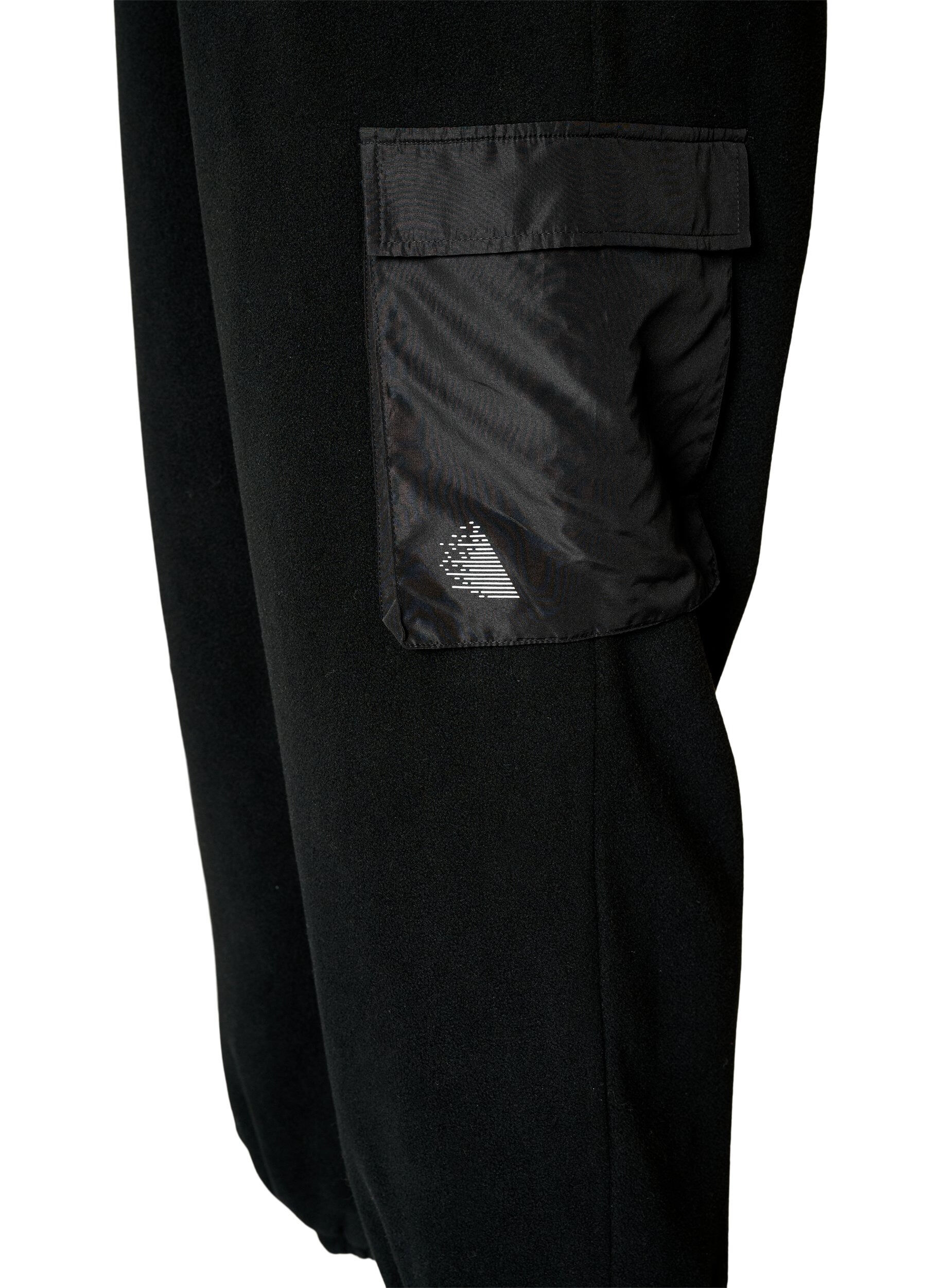 ZizziFleecebukser med cargolommer, Svart, Packshot image number 3