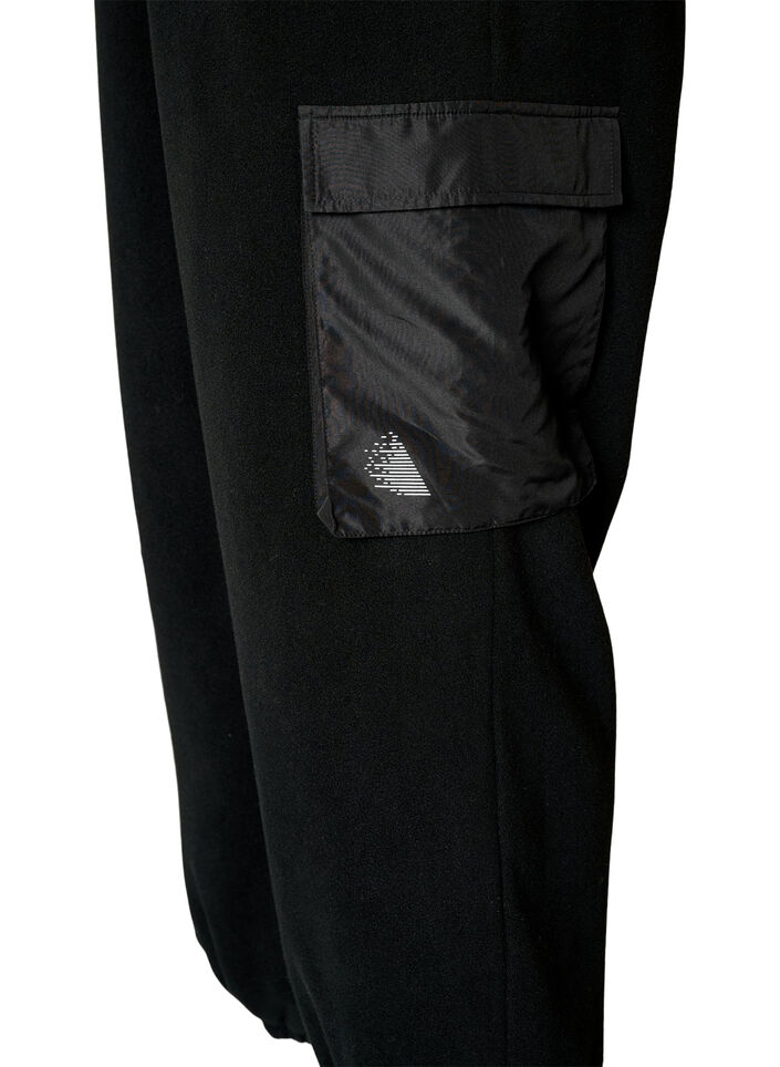 Fleecebukser med cargolommer, Svart, Packshot image number 3