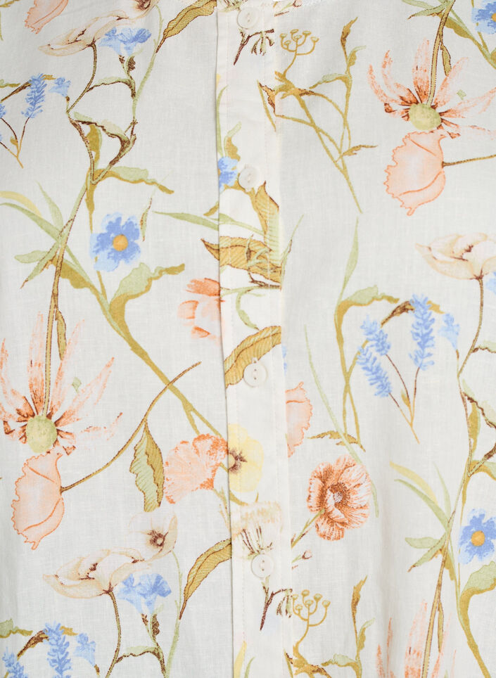 Bluse i lin og viskose med 3/4-ermer, Vanilje, Packshot image number 2