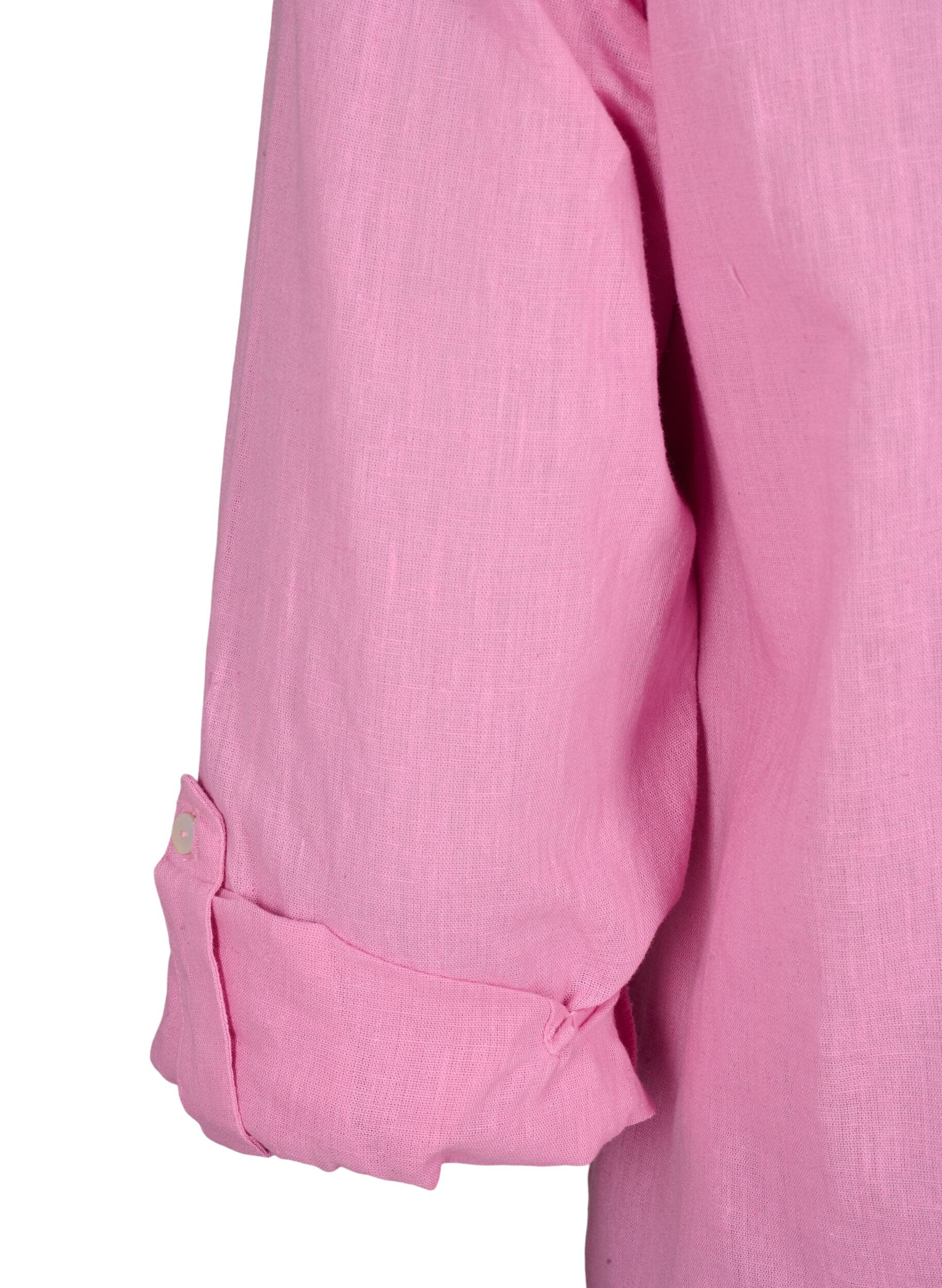 ZizziSkjortebluse med knappelukking i bomull-lin-blanding, Rosebloom, Packshot image number 4