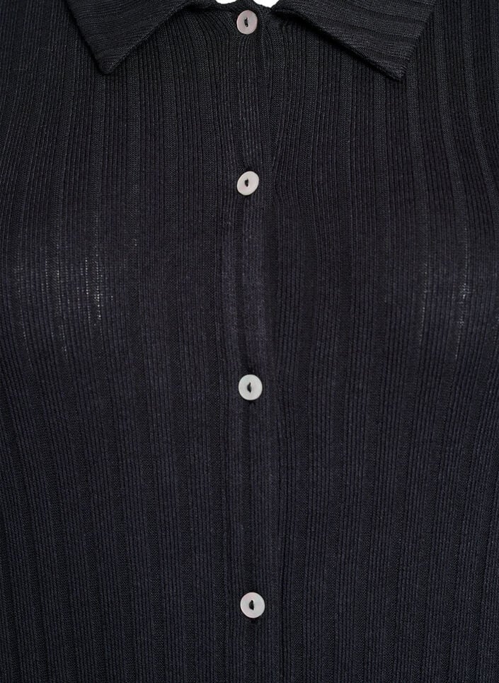 Knelang skjortekjole i jersey med korte ermer, Svart, Packshot image number 2