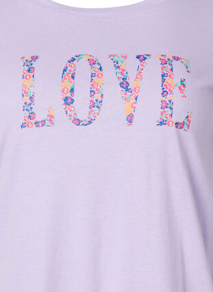 T-skjorte i bomull med rund hals og trykk, Lavender W. Love, Packshot image number 2