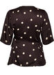 Polkadot viskosebluse med V-hals og knytelukking, Brun, Packshot image number 1