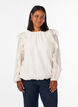 Bluse med rysjer og ballongfasong, Vanilje, Model image number 0