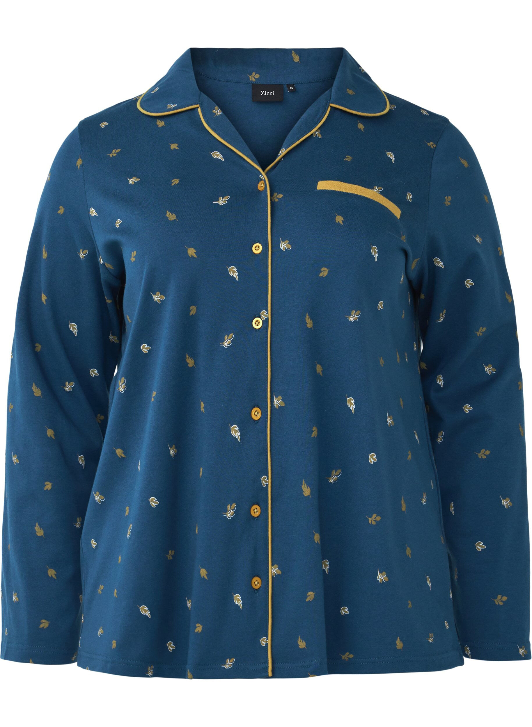 Zizzi Nattskjorte i bomull, Blue Opal AOP, Packshot image number 0